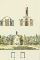 An illustration from Magazijn van tuin-sieraaden, of, Verzameling van modellen van aanleg en sieraad, voor groote en kleine lust-hoven, voorn amelijk van dezulke die, met weinig kosten, te maaken zijn (1802)