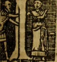 An illustration from Magna Charta cum statutis, tum antiquis, tum recentibus, maximopere, animo tenendis, nunc demum, ad vnum, tipis aedita, per Richardum Tottill (1587)