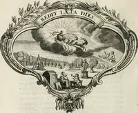 An illustration from Magnus in ortu; maximus in meridie; major in occasu : semperque serenissimus principum sol Maximilianus Emanuel, utr. Bav. & Palat. Sup. Dux., Com. Pal. Rheni, S.R. Imp. Archidap. & Elector, Landr. Leucht. &c., seu, Apparatus funebris litterarius extremis honoribus ejusdem Serenmi. ac Potentissimi Princ. Electoris adornatus, cùm in Elect. Templo Cler. Reg. solennes exequiae eidem piissimè defuncto electori celebrarentur (1727)