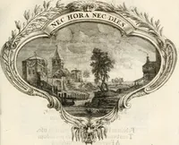 An illustration from Magnus in ortu; maximus in meridie; major in occasu : semperque serenissimus principum sol Maximilianus Emanuel, utr. Bav. & Palat. Sup. Dux., Com. Pal. Rheni, S.R. Imp. Archidap. & Elector, Landr. Leucht. &c., seu, Apparatus funebris litterarius extremis honoribus ejusdem Serenmi. ac Potentissimi Princ. Electoris adornatus, cùm in Elect. Templo Cler. Reg. solennes exequiae eidem piissimè defuncto electori celebrarentur (1727)