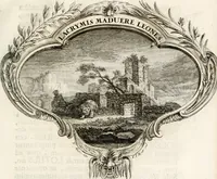 An illustration from Magnus in ortu; maximus in meridie; major in occasu : semperque serenissimus principum sol Maximilianus Emanuel, utr. Bav. & Palat. Sup. Dux., Com. Pal. Rheni, S.R. Imp. Archidap. & Elector, Landr. Leucht. &c., seu, Apparatus funebris litterarius extremis honoribus ejusdem Serenmi. ac Potentissimi Princ. Electoris adornatus, cùm in Elect. Templo Cler. Reg. solennes exequiae eidem piissimè defuncto electori celebrarentur (1727)