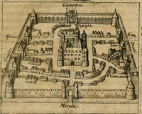 An illustration from Michaelis Majeri Viatorium, hoc est, De montibvs planetarvm septem seu metallorum : tractatus tam utilis, quàm perspicuus, quo, ut indice mercuriali in triviis, vel Ariadnêo filo in labyrintho, seu cynosurâ in oceano chymicorum errorum immenso, quilibet rationalis, veritatis amans, ad illum, qui inmontibus sese abdidit De Rubea-petra Alexicacum, omnibus medicis desideratum, investigandum, uti poterit (1618)