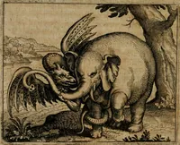 An illustration from Michaelis Majeri Viatorium, hoc est, De montibvs planetarvm septem seu metallorum : tractatus tam utilis, quàm perspicuus, quo, ut indice mercuriali in triviis, vel Ariadnêo filo in labyrintho, seu cynosurâ in oceano chymicorum errorum immenso, quilibet rationalis, veritatis amans, ad illum, qui inmontibus sese abdidit De Rubea-petra Alexicacum, omnibus medicis desideratum, investigandum, uti poterit (1618)