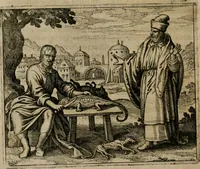 An illustration from Michaelis Majeri Viatorium, hoc est, De montibvs planetarvm septem seu metallorum : tractatus tam utilis, quàm perspicuus, quo, ut indice mercuriali in triviis, vel Ariadnêo filo in labyrintho, seu cynosurâ in oceano chymicorum errorum immenso, quilibet rationalis, veritatis amans, ad illum, qui inmontibus sese abdidit De Rubea-petra Alexicacum, omnibus medicis desideratum, investigandum, uti poterit (1618)