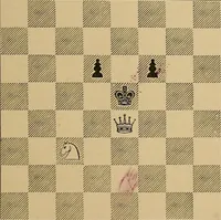 An illustration from The major tactics of chess: a treatise on evolutions; the proper employment of the forces in strategic, tactical, and logistic planes (1898)