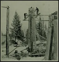 An illustration from The making of a great Canadian railway ; the story of the search for and discovery of the route, and the construction of the nearly completed Grand Trunk Pacific Railway from the Atlantic to the Pacific, with some account of the hardships and stirring adventures of its constructors in unexplored country (1912)