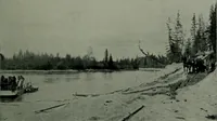 An illustration from The making of a great Canadian railway ; the story of the search for and discovery of the route, and the construction of the nearly completed Grand Trunk Pacific Railway from the Atlantic to the Pacific, with some account of the hardships and stirring adventures of its constructors in unexplored country (1912)