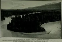 An illustration from The making of a great Canadian railway ; the story of the search for and discovery of the route, and the construction of the nearly completed Grand Trunk Pacific Railway from the Atlantic to the Pacific, with some account of the hardships and stirring adventures of its constructors in unexplored country (1912)