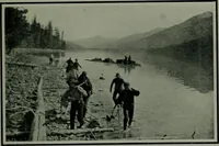 An illustration from The making of a great Canadian railway ; the story of the search for and discovery of the route, and the construction of the nearly completed Grand Trunk Pacific Railway from the Atlantic to the Pacific, with some account of the hardships and stirring adventures of its constructors in unexplored country (1912)