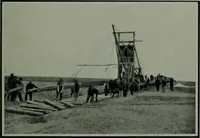 An illustration from The making of a great Canadian railway ; the story of the search for and discovery of the route, and the construction of the nearly completed Grand Trunk Pacific Railway from the Atlantic to the Pacific, with some account of the hardships and stirring adventures of its constructors in unexplored country (1912)