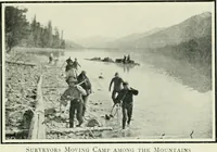 An illustration from The making of a great Canadian railway; the story of the search for and discovery of the search for and discovery of the route, and the constru ction of the nearly completed Grand trunk Pacific railway from the Atlantic to the Pacific, with some account of the hardships and stirring adventures of its constructors in unexplored country (1912)