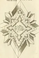 An illustration from Maniere de fortifier de Mr. de Vauban : où l'on voit de quelle méthode on se sert aujourd'hui en France, pour la fortification des places tant régulieres qu'irréguliers : en quoi cette méthode differe des autres, &c. : avec un traité de geometrie qu'on a mis à la tête, pour avoir une parfaite intelligence des fortifications (1689)