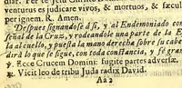 An illustration from Manual de los santos sacramentos conforme al ritual de Paulo V. : Formado por mandado del ilustrissimo, y excelentissimo seor D. Juan de Palafox, y Mendoza, siendo obispo de la Puebla de los Angeles, electo arçobispo de Mexico ... Impresso con privilegio en Mexico el Ao de 1642. Repetida segunda vez su ediccion el Año de 1671. en Mexico con las dos licencias del superior govierno, y ecclesiastica (1691)