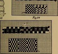 Picture 23 of 116 from Manufacture of narrow woven fabrics, ribbons, trimmings, edgings, etc., giving description of the various yarns used. The construction of weaves and novelties in fabric structures, also descriptive matter as to looms, etc (1917), leaf 102
