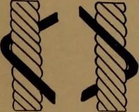 An illustration from Manufacture of narrow woven fabrics, ribbons, trimmings, edgings, etc., giving description of the various yarns used. The construction of weaves and novelties in fabric structures, also descriptive matter as to looms, etc (1917)