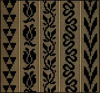 An illustration from Manufacture of narrow woven fabrics, ribbons, trimmings, edgings, etc., giving description of the various yarns used. The construction of weaves and novelties in fabric structures, also descriptive matter as to looms, etc (1917)