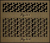 An illustration from Manufacture of narrow woven fabrics, ribbons, trimmings, edgings, etc., giving description of the various yarns used. The construction of weaves and novelties in fabric structures, also descriptive matter as to looms, etc (1917)