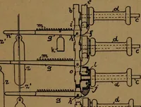 An illustration from Manufacture of narrow woven fabrics, ribbons, trimmings, edgings, etc., giving description of the various yarns used. The construction of weaves and novelties in fabric structures, also descriptive matter as to looms, etc (1917)
