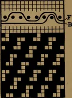 An illustration from Manufacture of narrow woven fabrics, ribbons, trimmings, edgings, etc., giving description of the various yarns used. The construction of weaves and novelties in fabric structures, also descriptive matter as to looms, etc (1917)