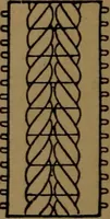 An illustration from Manufacture of narrow woven fabrics, ribbons, trimmings, edgings, etc., giving description of the various yarns used. The construction of weaves and novelties in fabric structures, also descriptive matter as to looms, etc (1917)