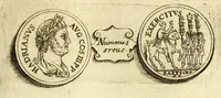 An illustration from Marci Velseri, Matthaei F. Ant. N. Reip. Augustanae quondam duumviri, Opera historica et philologica, sacra et profana. : In quibus historia boica, res Augustinae, conversio & passio SS. martyrum, Afrae, Hilariae, Dignae, Eunomiae, Eutropiae, vitae S. Udalrici, & S. Severini, narratio eorum, quae contigerunt Apollonio Tyrio, tabulae Peutingerianae integrae, epistolae ad viros illustres Latinae Italicaeque, & proteus satyra continentur. (1682)