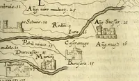 An illustration from Marci Velseri, Matthaei F. Ant. N. Reip. Augustanae quondam duumviri, Opera historica et philologica, sacra et profana. : In quibus historia boica, res Augustinae, conversio & passio SS. martyrum, Afrae, Hilariae, Dignae, Eunomiae, Eutropiae, vitae S. Udalrici, & S. Severini, narratio eorum, quae contigerunt Apollonio Tyrio, tabulae Peutingerianae integrae, epistolae ad viros illustres Latinae Italicaeque, & proteus satyra continentur. (1682)