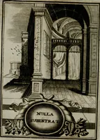 An illustration from Mariae höchst-wunderbarliche und ohne alle Sünden-Mackl gnaden-reich beschehene Empfängnuss : in hunderterley Sinn-Bildern vorgestellet, mit minder ... durch gleich-lauffende Vers deutlich erkläret : anbey mit einer anmüthigen Melodey versehen .. (1712)