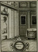An illustration from Mariae höchst-wunderbarliche und ohne alle Sünden-Mackl gnaden-reich beschehene Empfängnuss : in hunderterley Sinn-Bildern vorgestellet, mit minder ... durch gleich-lauffende Vers deutlich erkläret : anbey mit einer anmüthigen Melodey versehen .. (1712)