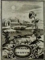 An illustration from Mariae höchst-wunderbarliche und ohne alle Sünden-Mackl gnaden-reich beschehene Empfängnuss : in hunderterley Sinn-Bildern vorgestellet, mit minder ... durch gleich-lauffende Vers deutlich erkläret : anbey mit einer anmüthigen Melodey versehen .. (1712)