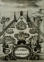 An illustration from Mariae höchst-wunderbarliche und ohne alle Sünden-Mackl gnaden-reich beschehene Empfängnuss : in hunderterley Sinn-Bildern vorgestellet, mit minder ... durch gleich-lauffende Vers deutlich erkläret : anbey mit einer anmüthigen Melodey versehen .. (1712)