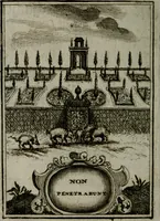 An illustration from Mariae höchst-wunderbarliche und ohne alle Sünden-Mackl gnaden-reich beschehene Empfängnuss : in hunderterley Sinn-Bildern vorgestellet, mit minder ... durch gleich-lauffende Vers deutlich erkläret : anbey mit einer anmüthigen Melodey versehen .. (1712)
