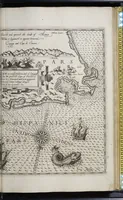 An illustration from The mariners mirrour : wherin may playnly be seen the courses, heights, distances, depths, soundings, flouds and ebs, risings of lands, rocks, sands and shoalds, with the marks for th'entrings of the harbouroughs, havens and ports of the greatest part of Europe: their seueral traficks and commodities: together w.th the rules and instrume[n]ts of navigation. (1588)