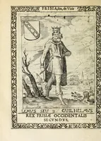 An illustration from Martini Hamconii Frisia; seu, De viris rebusque Frisiae illustribus libri duo. Opus ab authore recognitum, auctum, & imaginibus regum, potestatum, ac principum exornatum. Adiecti sunt pontifices Frisiorum ethnici, seu praefecti druydum: episcopi ultraiectini: comites Hollandiae & Zelandiae: diplomataque, & monumenta aliquot pontificum, caesarum, ac aliorum heroum, virtutem Frisiorum declarantia (1620)
