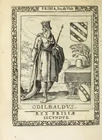 Picture 21 of 61 from Martini Hamconii Frisia; seu, De viris rebusque Frisiae illustribus libri duo. Opus ab authore recognitum, auctum, & imaginibus regum, potestatum, ac principum exornatum. Adiecti sunt pontifices Frisiorum ethnici, seu praefecti druydum: episcopi ultraiectini: comites Hollandiae & Zelandiae: diplomataque, & monumenta aliquot pontificum, caesarum, ac aliorum heroum, virtutem Frisiorum declarantia (1620), leaf 82