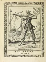 Picture 22 of 61 from Martini Hamconii Frisia; seu, De viris rebusque Frisiae illustribus libri duo. Opus ab authore recognitum, auctum, & imaginibus regum, potestatum, ac principum exornatum. Adiecti sunt pontifices Frisiorum ethnici, seu praefecti druydum: episcopi ultraiectini: comites Hollandiae & Zelandiae: diplomataque, & monumenta aliquot pontificum, caesarum, ac aliorum heroum, virtutem Frisiorum declarantia (1620), leaf 84