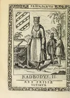 Picture 28 of 61 from Martini Hamconii Frisia; seu, De viris rebusque Frisiae illustribus libri duo. Opus ab authore recognitum, auctum, & imaginibus regum, potestatum, ac principum exornatum. Adiecti sunt pontifices Frisiorum ethnici, seu praefecti druydum: episcopi ultraiectini: comites Hollandiae & Zelandiae: diplomataque, & monumenta aliquot pontificum, caesarum, ac aliorum heroum, virtutem Frisiorum declarantia (1620), leaf 96