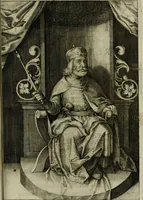 An illustration from Mausoleum potentissimorum ac gloriosissimorum Regni Apostolici regum & primorum militantis Ungariae ducum : vindicatis è mortuali pulvere reliquiis ad gratam apud posteros memoriam, à pIo et IVsto patrIae DoLore ereCtVM : cum versione operis Germanicâ (1664)