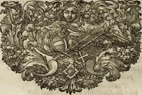 An illustration from Mausoleum potentissimorum ac gloriosissimorum Regni Apostolici regum & primorum militantis Ungariae ducum : vindicatis è mortuali pulvere reliquiis ad gratam apud posteros memoriam, à pIo et IVsto patrIae DoLore ereCtVM : cum versione operis Germanicâ (1664)