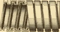 An illustration from Mechanical movements, powers and devices; a treatise describing mechanical movements and devices used in constructive and operative machinery and the mechanical arts, being practically a mechanical dictionary, commencing with a rudimentary description of the early known mechanical powers and detailing the various motions, appliances and inventions used in the mechanical arts to the present time, including a chapter on straight line movements, by Gardner D. Hiscox (1914)