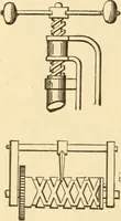 An illustration from Mechanical movements, powers and devices; a treatise describing mechanical movements and devices used in constructive and operative machinery and the mechanical arts, being practically a mechanical dictionary, commencing with a rudimentary description of the early known mechanical powers and detailing the various motions, appliances and inventions used in the mechanical arts to the present time, including a chapter on straight line movements, by Gardner D. Hiscox (1914)