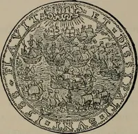 An illustration from Medals of the British navy and how they were won : with a list of those officers, who for their gallant conduct were granted honorary swords and plate by the Committee of the Patriotic Fund (1895)
