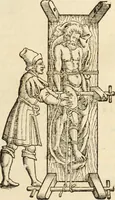 An illustration from Medicae artis principes, post Hippocratem & Galenum. Graeci Latinitate donati, Aretaeus, Ruffus Ephesius, Oribasius, Paulus Aegineta, Aëtius, Alex. Trallianus, Actuarius, Nic. Myrepsus. Latini, Corn. Celsus, Scrib. Largus, Marcell. Empiricus. Aliíque praeterea, quorum unius nomen ignoratur. Index non solùm copiosus, sed etiam ordine artificioso omnia digesta habens. Hippocr. aliquot loci cum Corn. Celsi interpretatione (1567)