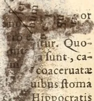 An illustration from Medicae artis principes, post Hippocratem & Galenum. Graeci Latinitate donati, Aretaeus, Ruffus Ephesius, Oribasius, Paulus Aegineta, Aëtius, Alex. Trallianus, Actuarius, Nic. Myrepsus. Latini, Corn. Celsus, Scrib. Largus, Marcell. Empiricus. Aliíque praeterea, quorum unius nomen ignoratur. Index non solùm copiosus, sed etiam ordine artificioso omnia digesta habens. Hippocr. aliquot loci cum Corn. Celsi interpretatione (1567)