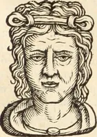 An illustration from Medicae artis principes, post Hippocratem & Galenum. Graeci Latinitate donati, Aretaeus, Ruffus Ephesius, Oribasius, Paulus Aegineta, Aëtius, Alex. Trallianus, Actuarius, Nic. Myrepsus. Latini, Corn. Celsus, Scrib. Largus, Marcell. Empiricus. Aliíque praeterea, quorum unius nomen ignoratur. Index non solùm copiosus, sed etiam ordine artificioso omnia digesta habens. Hippocr. aliquot loci cum Corn. Celsi interpretatione (1567)