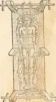 An illustration from Medicae artis principes, post Hippocratem & Galenum. Graeci Latinitate donati, Aretaeus, Ruffus Ephesius, Oribasius, Paulus Aegineta, Aëtius, Alex. Trallianus, Actuarius, Nic. Myrepsus. Latini, Corn. Celsus, Scrib. Largus, Marcell. Empiricus. Aliíque praeterea, quorum unius nomen ignoratur. Index non solùm copiosus, sed etiam ordine artificioso omnia digesta habens. Hippocr. aliquot loci cum Corn. Celsi interpretatione (1567)