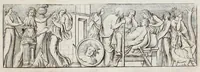 An illustration from Meleagrides et Aetolia, ex numismate Kyrieōn apud Goltzium : interspersis marmoribus quibusdam de Meleagri interitu & apri Calydonii venatione (1696)