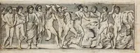 An illustration from Meleagrides et Aetolia, ex numismate Kyrieōn apud Goltzium : interspersis marmoribus quibusdam de Meleagri interitu & apri Calydonii venatione (1696)