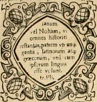 Picture 15 of 15 from Melitsat kai hermeneia : das ist, Onomasticvm vnd Interpretatio, oder, Aussführliche Erklerung Leonharten Thurneyssers zum Thurn ... vber etliche frembde vn[d] (bey vielen hochgelarten, die der lateinischen vnd griechischen Sprach erfahren) vnbekante Nomina, Verba, Prouerbia, Dicta, Sylben, Caracter, vnd sonst Reden, deren nicht allein in theuren Philosophi vnd Medici Aurelij, Theophrasti, Paracelsi von Hohenheim, sondern auch in anderer Authorum Schrifften hin vnd wider weitleufftig gedacht ... : das ander Theil, in welchem fast jedes Wort, mit seiner eigenen Schrifft, nach der Völcker Etymologia oder eigenen Art vnd Weis zureden beschrieben worden ist (1583), leaf 214