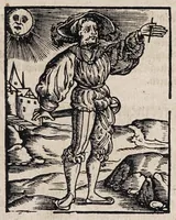 An illustration from M. Elucidarius Von allerhand Geschöpffen Gottes, den Engeln, den Himmeln, Gestirn, Planeten, vnd wie alle Creaturen geschaffen seind auff Erden : auch wie die Erdt in drey Theyl getheylet, vnnd dero Länder, sampt der Völcker darinn, Eigenschafften, vnd wunderbarlichen Thieren, auss Plinio Secundo, Solino, und andern Weltbeschreibern, ein kurtze vnd lustige Anzeigung : mit angehencktem Bauren Compassz, vor die jhenigen gestellt, so sich auff den Compassz nicht verstehen, oder denselben nicht allzeit bey sich haben, die Stundt dess Tages in der Handt durch den Strohalmen zu lehrnen (1584)