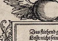 An illustration from M. Elucidarius Von allerhand Geschöpffen Gottes, den Engeln, den Himmeln, Gestirn, Planeten, vnd wie alle Creaturen geschaffen seind auff Erden : auch wie die Erdt in drey Theyl getheylet, vnnd dero Länder, sampt der Völcker darinn, Eigenschafften, vnd wunderbarlichen Thieren, auss Plinio Secundo, Solino, und andern Weltbeschreibern, ein kurtze vnd lustige Anzeigung : mit angehencktem Bauren Compassz, vor die jhenigen gestellt, so sich auff den Compassz nicht verstehen, oder denselben nicht allzeit bey sich haben, die Stundt dess Tages in der Handt durch den Strohalmen zu lehrnen (1584)